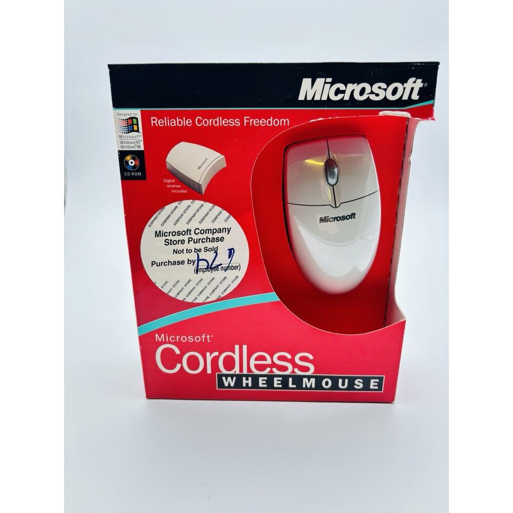 New Vintage Microsoft Cordless Wheel Mouse Wireless Retro. Sealed.